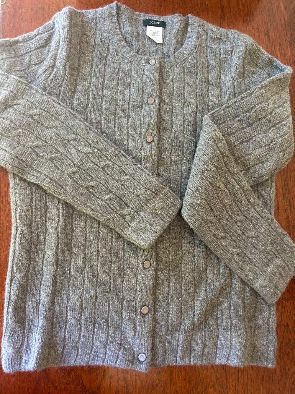 J.Crew Cable Knit Cardigan Angora Cashmere Blend Grey Size S - Picture 2 of 5